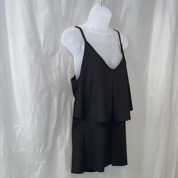Black US 12 PLUS STEPHANIE DOUBLE LAYER PLAYSUIT - Picture 6 of 15